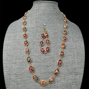 Accessocraft Vintage Millefiori Glass Necklace Bracelet Set Parure